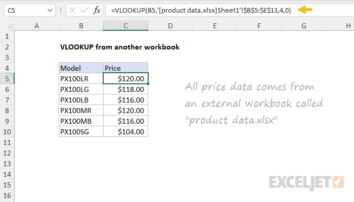 VLOOKUP from another workbook Excel formula Exceljet